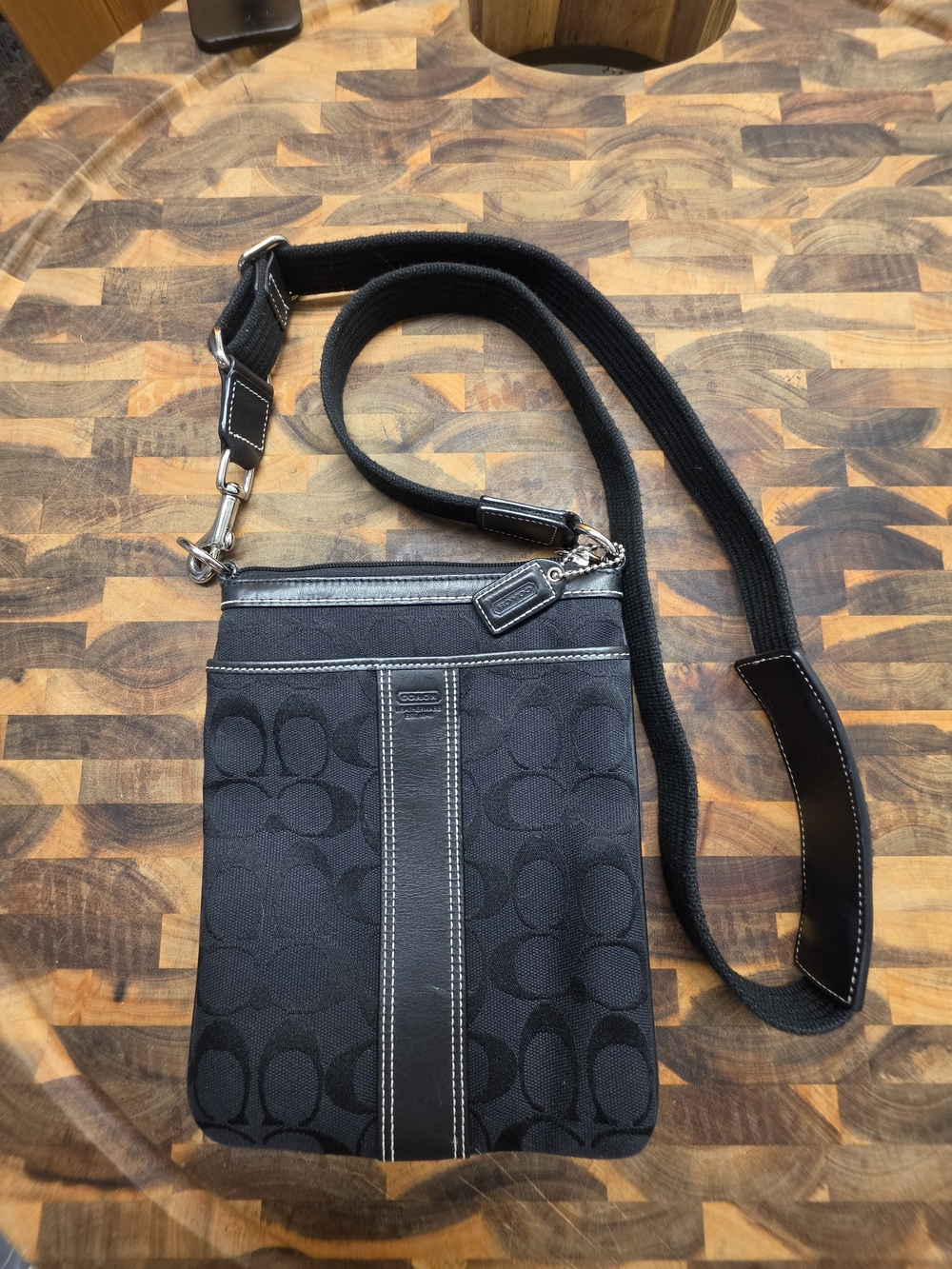 Coach Black Signature Canvas & Leather Crossbody Bag